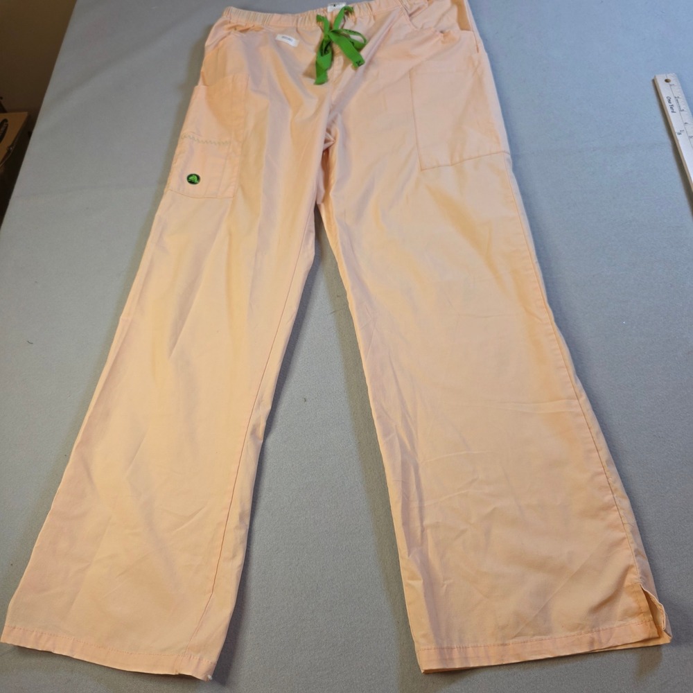Crocs Medical Apparel Scrub Pants Peach Pink Green Drawstring Cargo Pocket Med